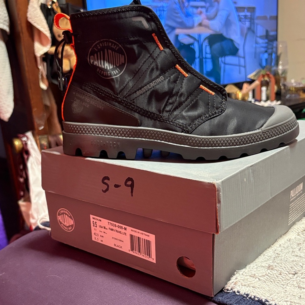 Palladium Black and Red High-Top Boots